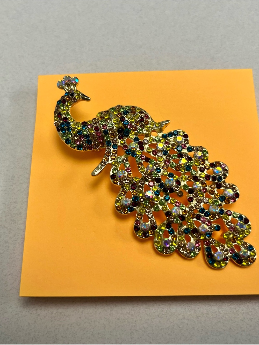 Multicolor Peacock Crystal Brooch - Women Accessories